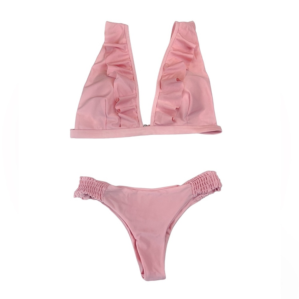 Pink Ruffled Bikini Set - Picture 1 of 6